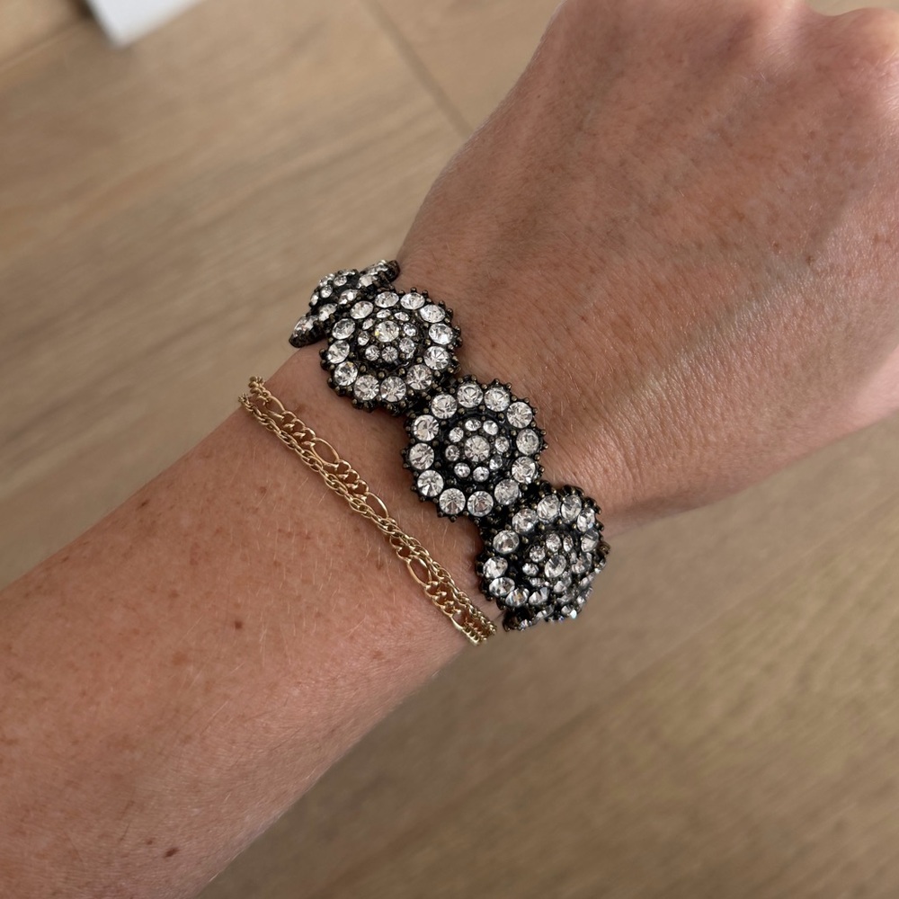 Vintage Style Circular Rhinestone Link Bracelet